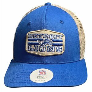 Detroit Lions NFL Team Adjustable Trucker Cap Blue & Beige Mesh Snapback NFL